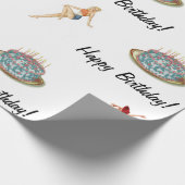 ヴィンテージのピンアップとお誕生日ケーキのラッピング紙 ラッピングペーパー (角)