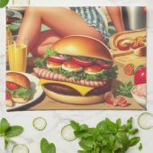 ヴィンテージのピンアップイラストレーション キッチンタオル (折り畳み)