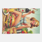 ヴィンテージのピンアップイラストレーション キッチンタオル (横)