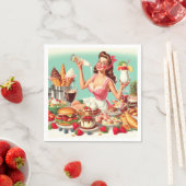 ヴィンテージのピンアップイラストレーション スタンダードカクテルナプキン (インサイチュ)