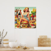 ヴィンテージのピンアップイラストレーション ポスター (キッチン)