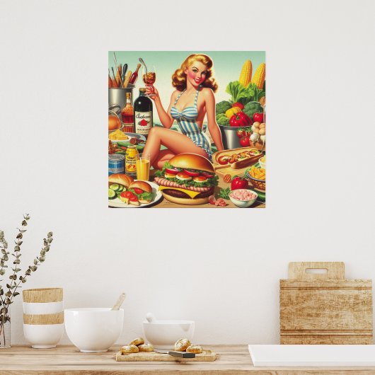 ヴィンテージのピンアップイラストレーション ポスター (キッチン)