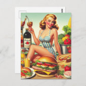 ヴィンテージのピンアップイラストレーション ポストカード (正面/裏面)