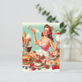 ヴィンテージのピンアップイラストレーション ポストカード (スタンド正面)