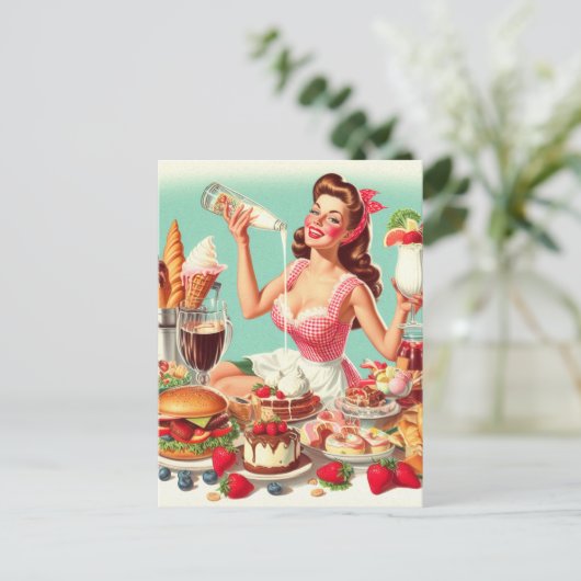 ヴィンテージのピンアップイラストレーション ポストカード (スタンド正面)