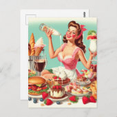 ヴィンテージのピンアップイラストレーション ポストカード (正面/裏面)