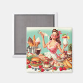 ヴィンテージのピンアップイラストレーション マグネット (正面/裏面)