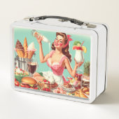 ヴィンテージのピンアップイラストレーション メタルランチボックス (裏面)