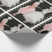 ヴィンテージのピンクおよび白いファッション ラッピングペーパー (角)