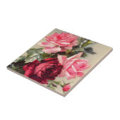 ヴィンテージのピンクおよび赤いバラのタイル タイル (側面)