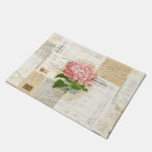 ヴィンテージのピンクのアジサイのフランスのな短命なものの玄関マット ドアマット (アングル)