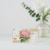 ヴィンテージのピンクのアジサイのフランスのな短命なものビジネスカリフォルニア 名刺 (スタンド正面)