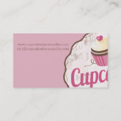 ヴィンテージのピンクのカップケーキのラベルのパン屋のベーキング 名刺 (裏面)