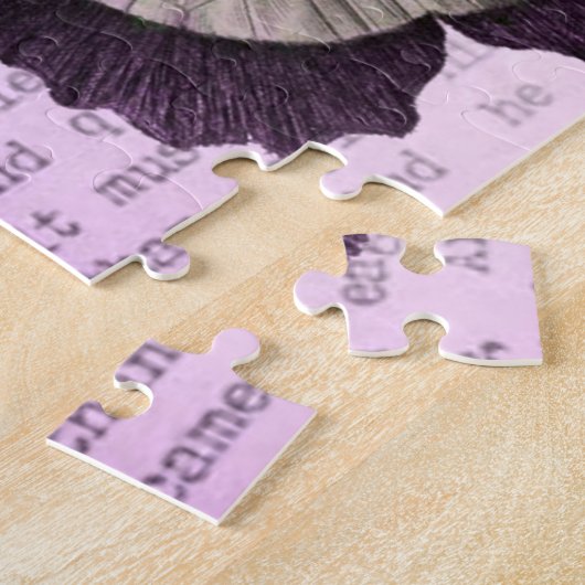 ヴィンテージのピンクのガーリーな蝶感動的な引用文 ジグソーパズル (側面)