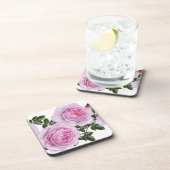 ヴィンテージのピンクのシャクヤクのコースター コースター (右側)