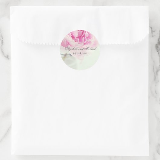 ヴィンテージのピンクのシャクヤクのメーソンジャーの結婚式の引き出物のラベル ラウンドシール (バッグ)