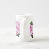 ヴィンテージのピンクのシャクヤクパターン ボーンチャイナマグカップ (裏面)