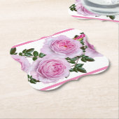 ヴィンテージのピンクのシャクヤク ペーパーコースター (アングル)