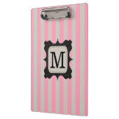 ヴィンテージのピンクのストライプパターン黒のカスタムのモノグラム クリップボード (左)