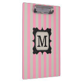 ヴィンテージのピンクのストライプパターン黒のカスタムのモノグラム クリップボード (右)