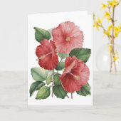 ヴィンテージのピンクのハイビスカス、 カード (黄色い花)