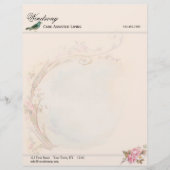 ヴィンテージのピンクのバラおよびロビンの結婚式ビジネス レターヘッド (正面)