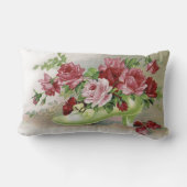 ヴィンテージのピンクのバラおよび靴 ランバークッション (裏面)