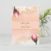 ヴィンテージのピンクのバラのアンティークのファンタジー 招待状 (スタンド正面)