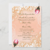 ヴィンテージのピンクのバラのアンティークのファンタジー 招待状 (裏面)