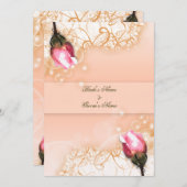 ヴィンテージのピンクのバラのアンティークのファンタジー 招待状 (正面/裏面)