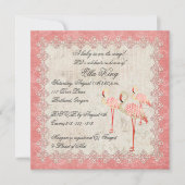 ヴィンテージのピンクのバラのフラミンゴのベビーの招待状 招待状 (正面)