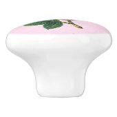 ヴィンテージのピンクのバラの白のノブ セラミックノブ (側面)