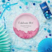 ヴィンテージのピンクのバラの第80誕生会 ペーパープレート (パーティー)