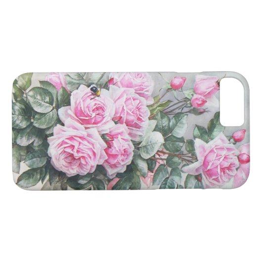 ヴィンテージのピンクのバラの花束 Case-Mate iPhoneケース (裏面(横))