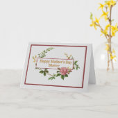 ヴィンテージのピンクのバラを持つ姉妹のための母の日 カード (黄色い花)