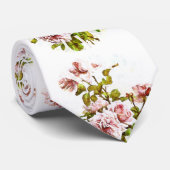 ヴィンテージのピンクのバラ、エレガントな花の結婚式のタイ ネクタイ (ロール)