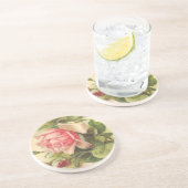 ヴィンテージのピンクのバラ コースター (側面)