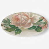 ヴィンテージのピンクのバラ ペーパープレート (アングル)