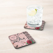 ヴィンテージのピンクのパリのコラージュのコースター コースター (右側)