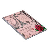 ヴィンテージのピンクのパリのコラージュのノート ノートブック (右側)