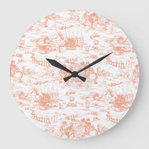 ヴィンテージのピンクのフランス人のToileの柱時計 ラージ壁時計