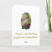 ヴィンテージのピンクのボンネットの女の子イースター シーズンカード (裏面)