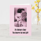 ヴィンテージのピンクのミキサーの幸せな母の日のユーモア カード (黄色い花)