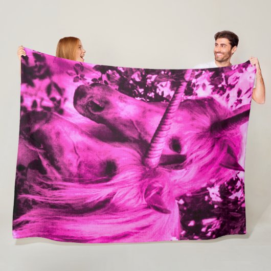 ヴィンテージのピンクのユニコーンのサテンのプラシ天 フリースブランケット (インサイチュ)