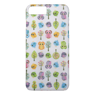 ヴィンテージのピンクのラベンダーのかわいくおもしろいなフクロウの花 iPhone 8 PLUS/7 PLUSケース