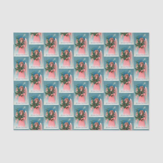 ヴィンテージのピンクの天使の休日のパーティのティッシュ 薄葉紙 (正面)