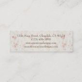 ヴィンテージのピンクの小さいバラのプリントの細い名刺 スキニー名刺 (裏面)