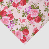 ヴィンテージのピンクの植物の花の熱帯フラミンゴ 薄葉紙 (詳細)