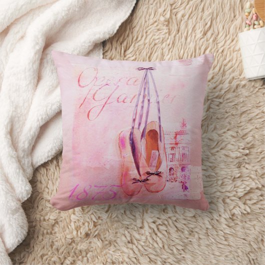 ヴィンテージのピンクの水彩画のバレリーナのダンサーのバレエ クッション (ブランケット)