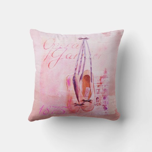 ヴィンテージのピンクの水彩画のバレリーナのダンサーのバレエ クッション (裏面)